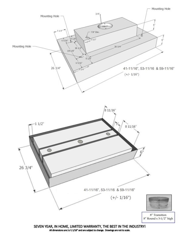 Imperial Flush Ceiling Mounted Ducted Island Kitchen Range Hood - 42 Inch - Image 5